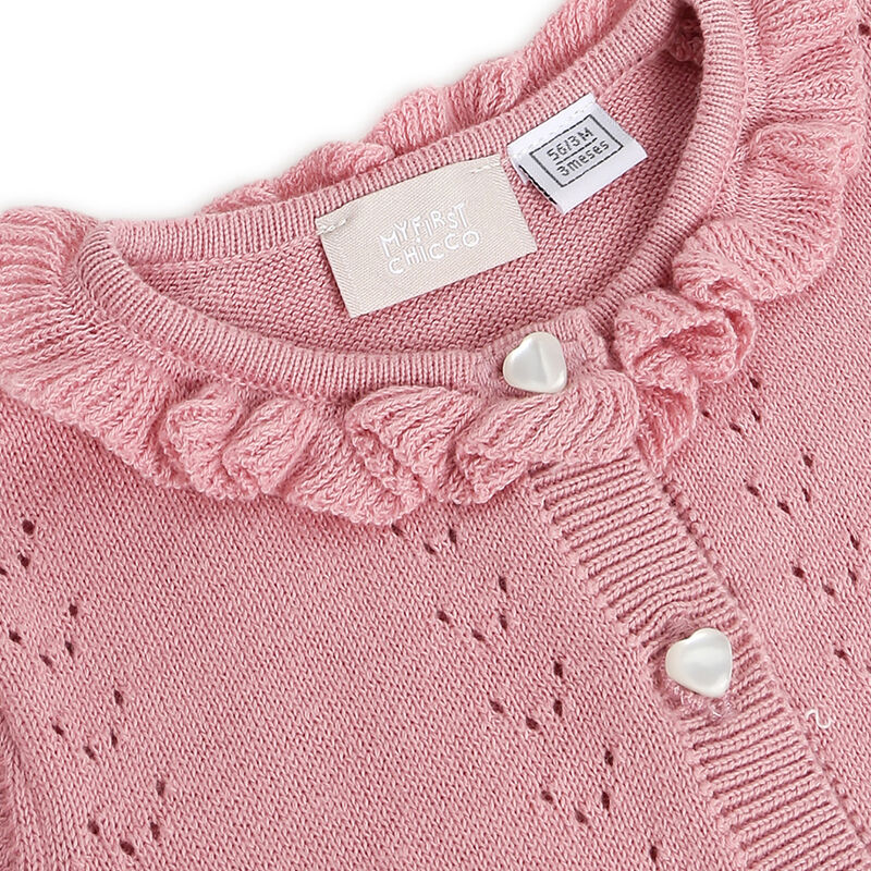 Girls Medium Pink Solid Cardigan image number 2